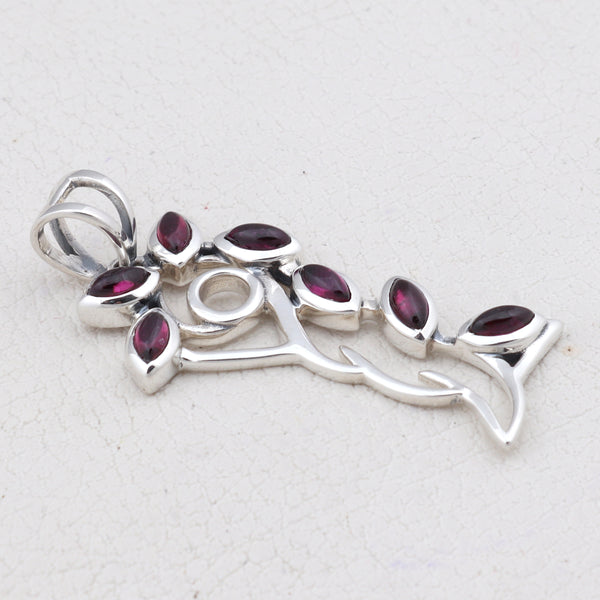 925 Sterling Silver Pink Garnet Pendant
