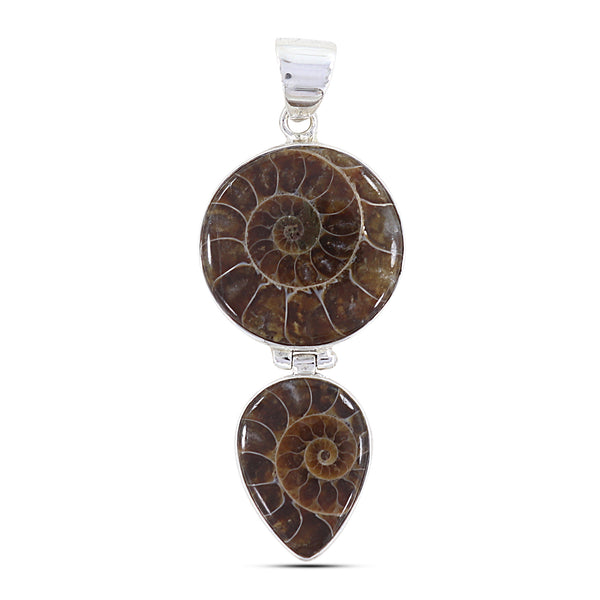 925 Sterling Silver Ammonite Fossil Pendant
