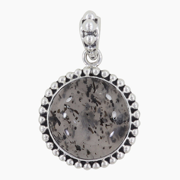 925 Silver Black Dot Quartz Pendant