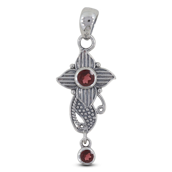 925 Sterling Silver Garnet Pendant