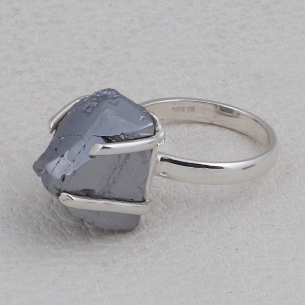 Nature Silicon Rough Stone Prong Set - 925 Sterling Silver Ring
