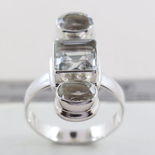 Natural Green Amethyst 925 Sterling Silver Ring