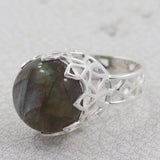 Natural Labradorite Silver Rings