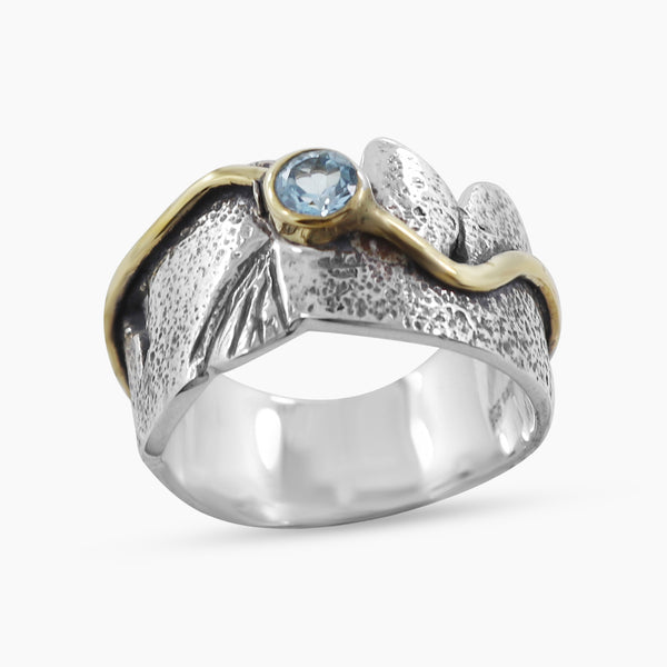 Blue Topaz Gemstone Sterling Silver Eternity Band Ring