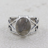 Natural Labradorite Silver Rings