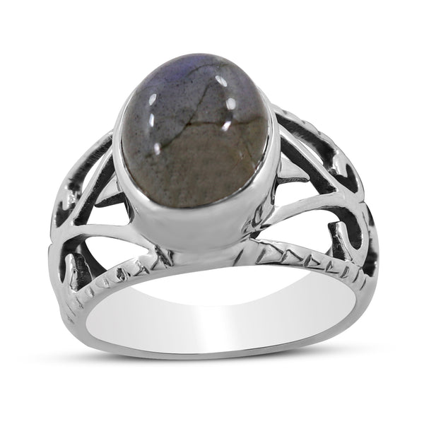 Natural Labradorite Silver Rings