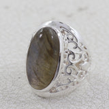 Natural Labradorite Silver Ring