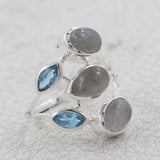 Natural Labradorite Silver Ring