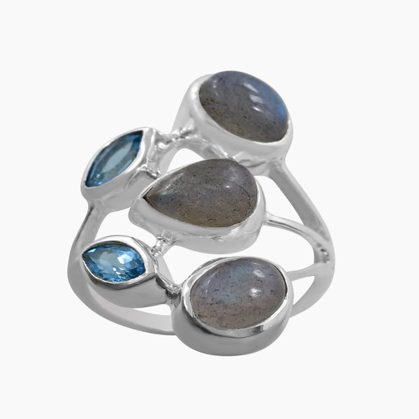 Natural Labradorite Silver Rings