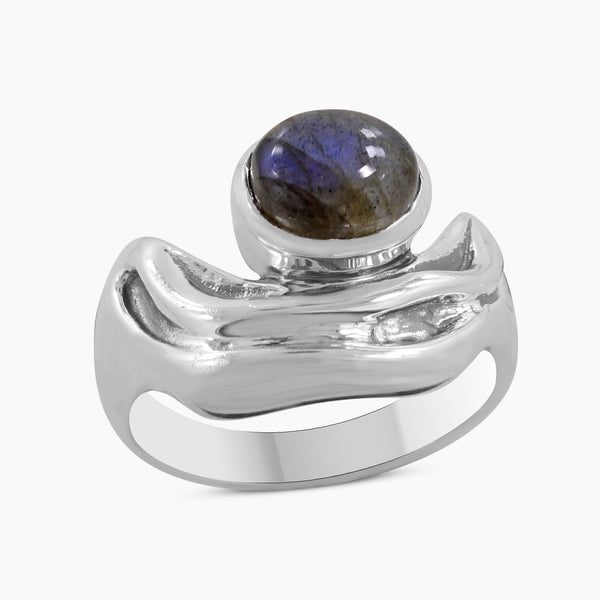 Natural Labradorite Silver Ring