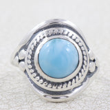 Natural Larimar Silver Rings