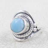 Natural Larimar Silver Rings