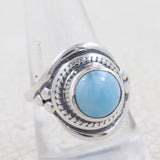 Natural Larimar Silver Rings