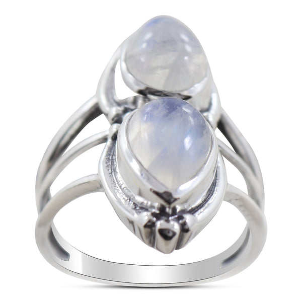 Rainbow Moonstone 925 Sterling Silver Ring