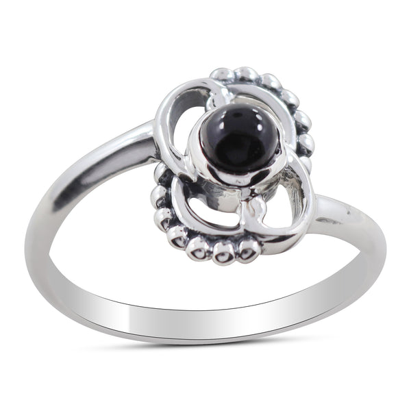 Natural Black Onyx Silver Rings