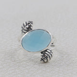 Natural Blue Chalcedony 925 Sterling Silver Ring