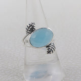 Natural Blue Chalcedony 925 Sterling Silver Ring