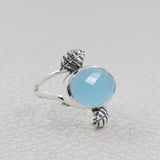 Natural Blue Chalcedony 925 Sterling Silver Ring