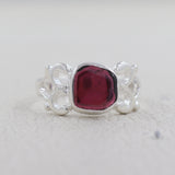 Natural Garnet Silver Ring