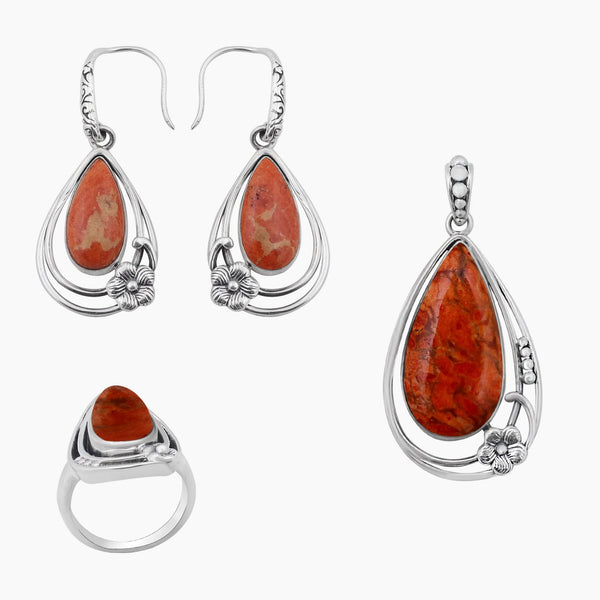 Sponge Coral 925 Sterling Silver Jewelry Sets
