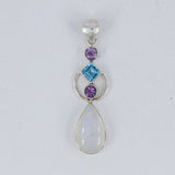 Rainbow Moonstone 925 Sterling Silver Pendant