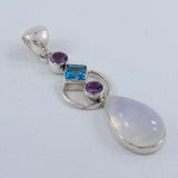 Rainbow Moonstone 925 Sterling Silver Pendant