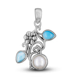 Pearl & Blue Topaz Silver Pendant