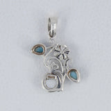 Pearl & Blue Topaz Silver Pendant