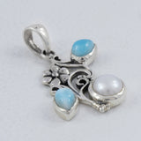 Pearl & Blue Topaz Silver Pendant