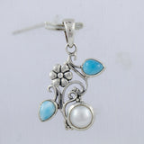 Pearl & Blue Topaz Silver Pendant