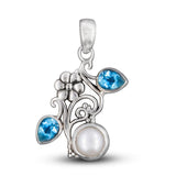 Pearl & Blue Topaz Silver Pendant