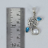 Pearl & Blue Topaz Silver Pendant