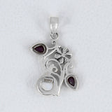 African Ruby & Pearl Designer Silver Pendant