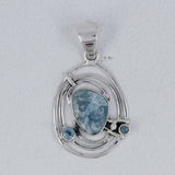 925 Silver Rough Aquamarine Pendant