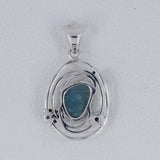 Rough Aquamarine and Blue Topaz 925 Silver Pendant