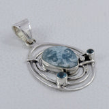 925 Silver Rough Aquamarine Pendant