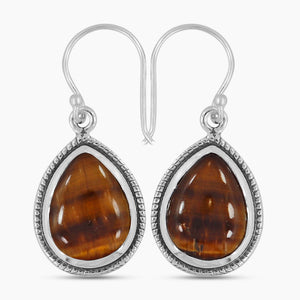 Tiger Eye Silver Earrings