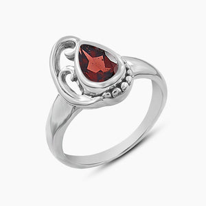 Natural Garnet Silver Rings
