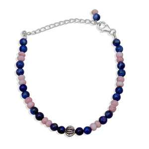 Lapis & Pink Opal Beads Bracelet