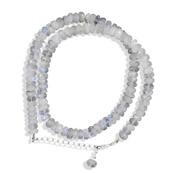 AAA Natural Rainbow Moonstone Faceted Rondelle Beads