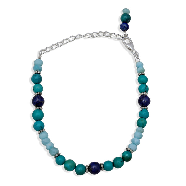 Lapis 'Larimar ' Turquoise Beads Bracelet