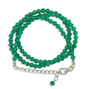 Round Smooth Green Onyx Silver Beads