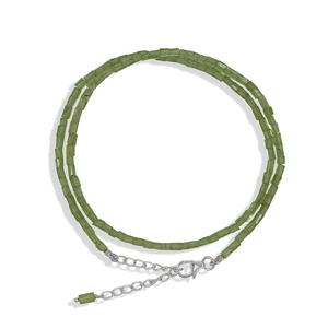 Peridot Faceted Tube Beads Necklace