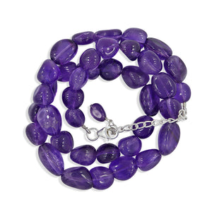 Natural Amethyst Nugget Shape Beads Necklace