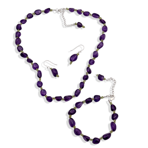 Natural Amethyst Beads Jewelry Set