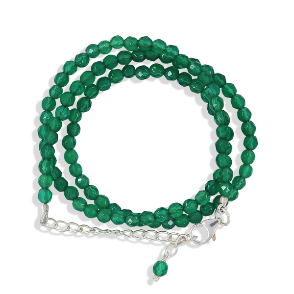 Green Onyx 4 mm Faceted Cut Beads Necklace