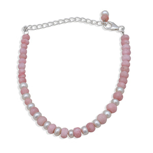 Pink Opal & Pearl Beads Bracelet