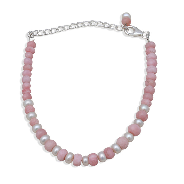 Pink Opal & Pearl Beads Bracelet