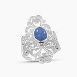 Natural Rainbow Moonstone Silver Rings
