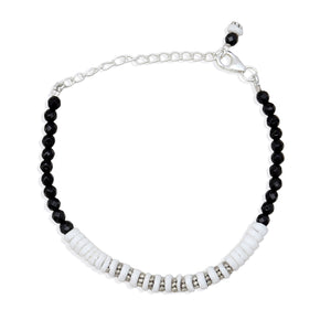 Black Onyx & Abstrace Beads Bracelet